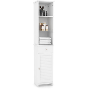 Bathroom Storage Cabinet Tall Organiser - White by Costway