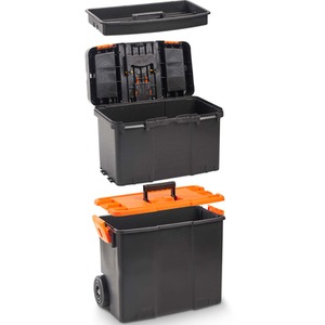Large Toolbox with Wheels - Black by VonHaus