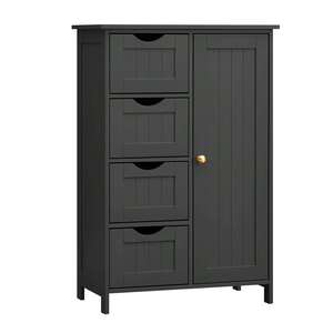 Bathroom Storage Cabinet with 4 Drawers - Black by VASAGLE