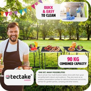 Folding Tables set of 3 - Black by tectake