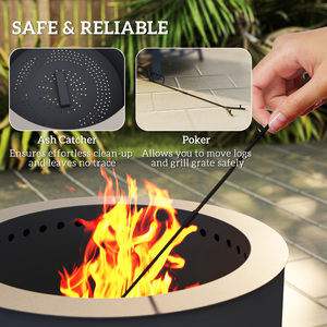Outsunny 58 cm Portable Fire Pit with Grill Grate - Black by Outsunny