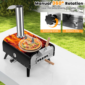 Outdoor Rotatable Pizza Oven - Black by Costway