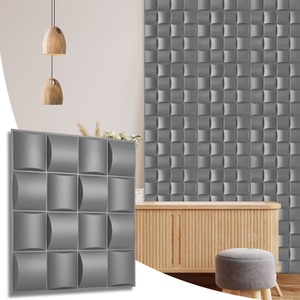 3D Wall Panels (50x50 cm) PVC Cladding Panel in Square Grid Lattice Design by NOVECRAFTO