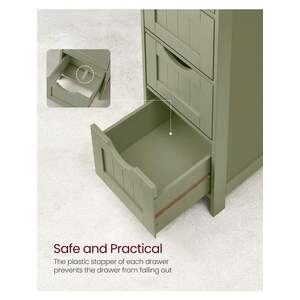 VASAGLE Bathroom Floor Storage Cabinet with 4 Drawers - Green by VASAGLE