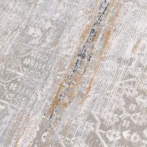 Grey Gold Distressed Aztec Motif Living Area Rug - Greige / 240 x 70cm by The Rug House