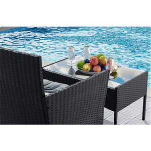 Black 4 PCS Rattan Garden Furniture Set - Black / Cover by Bigzzia