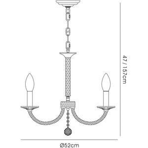 Elena Ceiling Pendant Chandelier 3 Light Gold, Crystal - Gold