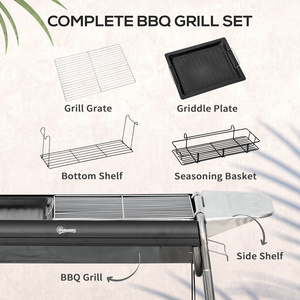 Outsunny Charcoal BBQ Grill Portable - Black by Outsunny