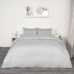 Satin Stripe Duvet Set - Silver / Double by OHS