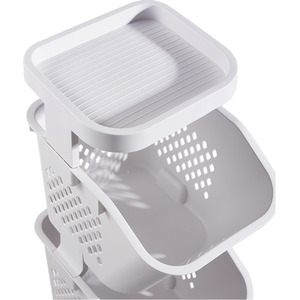 Multi Tier Laundry Baskets with Wheels and Rack - White / 99cm by lifeideas