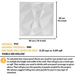 3D Wall Panels (50x50 cm) PVC Cladding Panel of Diamond Design by NOVECRAFTO