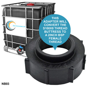 IBC S100x8 (3 Inch) Female Buttress to (2 inch) BSP Female Adapter - Black by DNA PACKAGING LTD