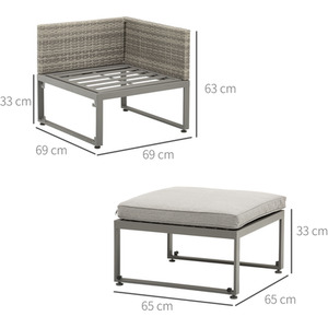 Outsunny 3 in 1 Coffee Table Lounger - Grey by Outsunny