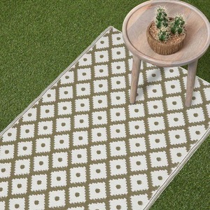 Homescapes Outdoor Rug Luxury Waterproof Reversible, Green May Geometric - Olive Green / 200cm by Homescapes