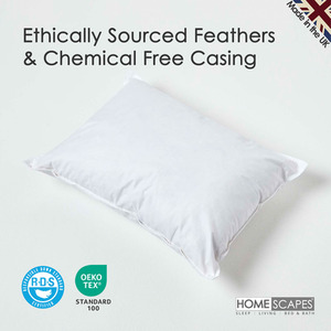 Homescapes Duck Feather Cushion Pad Insert - White / 50cm / 35cm by Homescapes