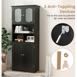 148cm Tall Bathroom Cabinet - Black by Costway