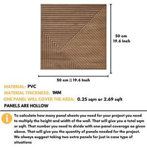 3D Wall Panels (50x50 cm) PVC Cladding Panel in Chevron Line Design by NOVECRAFTO
