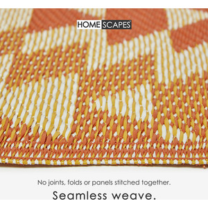 Homescapes Outdoor Rug Luxury Waterproof Reversible Recycled, Orange Anya Aztec - Orange / 200cm by Homescapes