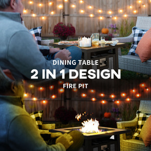 Outsunny 50,000 BTU Gas Fire Pit Table - Dark Grey by Outsunny