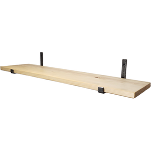 Slim Rustic Shelf with Industrial Brackets by Cush-Clark