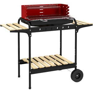 Outsunny 5-Level Grill Height Charcoal Barbecue Grill - Red by Outsunny