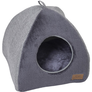 Kidkid Dog House Triangular Pet Bed with Soft Plush - Dark Grey by Kidkid