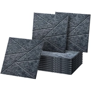 Set Of 12 Square Self Adhesive Acoustic Wall Panels Tiles - Dark Grey by Gr8 Home
