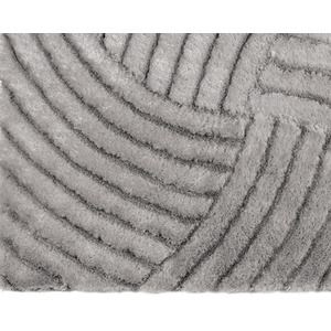 Silver Carved Swirl Polyester Shaggy Rug - Silver / 160cm by The Rug Wholesaler