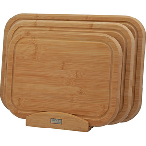 Cooks Professional 3 Piece Bamboo Chopping Board Set with Bamboo Stand - Natural by Cooks Professional