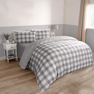 Gingham Duvet Cover Set - Grey / King by OHS