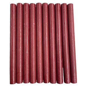 Pack of 10 Wine Red Wax Sticks - Red by Syntego