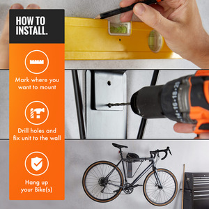 Wall Mount Bike Rack - Black by VonHaus