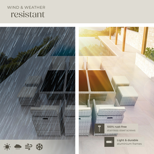 New York Rattan Garden Furniture Set with Protective Cover - LIght Grey by tectake