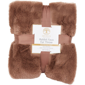 Rabbit Faux Fur Throw - Mocha / Medium by Divante