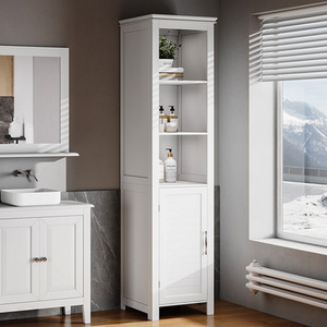 Freestanding Bathroom Tall Cabinet with Blind Door by Livingandhome