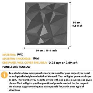3D Wall Panels (50x50 cm) PVC Cladding Panel of Diamond Design by NOVECRAFTO