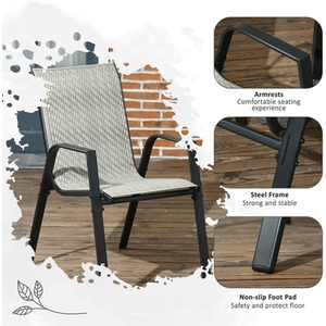 Outsunny Rattan Garden Chairs Set of 4, Stackable Outdoor Armchair by Outsunny