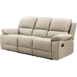 Salerno 3 Seater Leather Manual Recliner Sofa - Light Grey