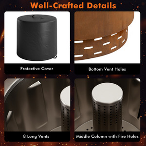 Burning Firepit Smokeless Fire Pit - Brown by Costway