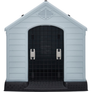Kidkid Dog Kennel Large Plastic Pet Garden House - Black + White + Grey / 75cm by Kidkid
