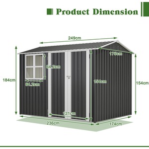 BIRCHTREE Garden Shed with Window - Anthracite / 8x6ft by BIRCHTREE