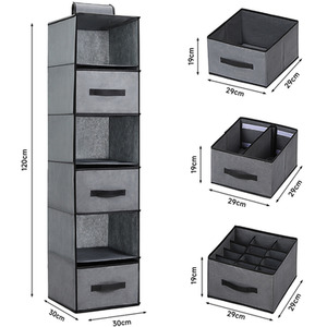 6 Tier Closet Hanging Storage Organizer - Grey by Garden Sanctuary
