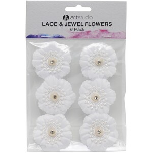 6 Piece Lace and Jewel Flowers by Art Studio
