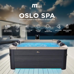 MSpa Oslo 4-6 Person Portable Hot Tub - Carbon Grey - Black by MSpa