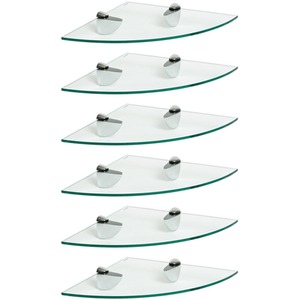Floating Glass Corner Shelf - 30cm - Chrome / 6 by Harbour Housewares