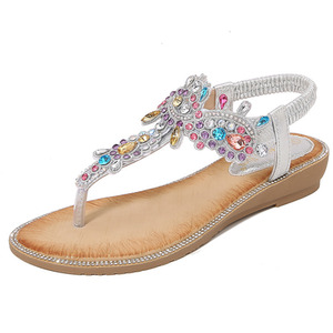 Sandals Bohemian Rhinestone Wedge Beachwear by Livingandhome