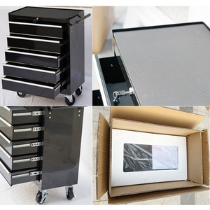 Roller Tool Cabinet Storage Box 5 Drawers Chest Trolley - Black by Gr8 Home