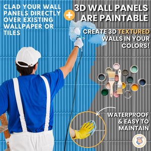3D Wall Panels (50x50 cm) PVC Cladding Panel in 3D Fluted Line Design by NOVECRAFTO