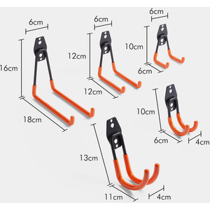 Wall Mounted Tool Hooks - Orange by VonHaus