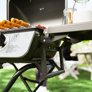 Outsunny Portable Foldable Gas BBQ Grill with Side Tables - Black by Outsunny